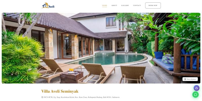 Preview of Villa Aveli Seminyak website
